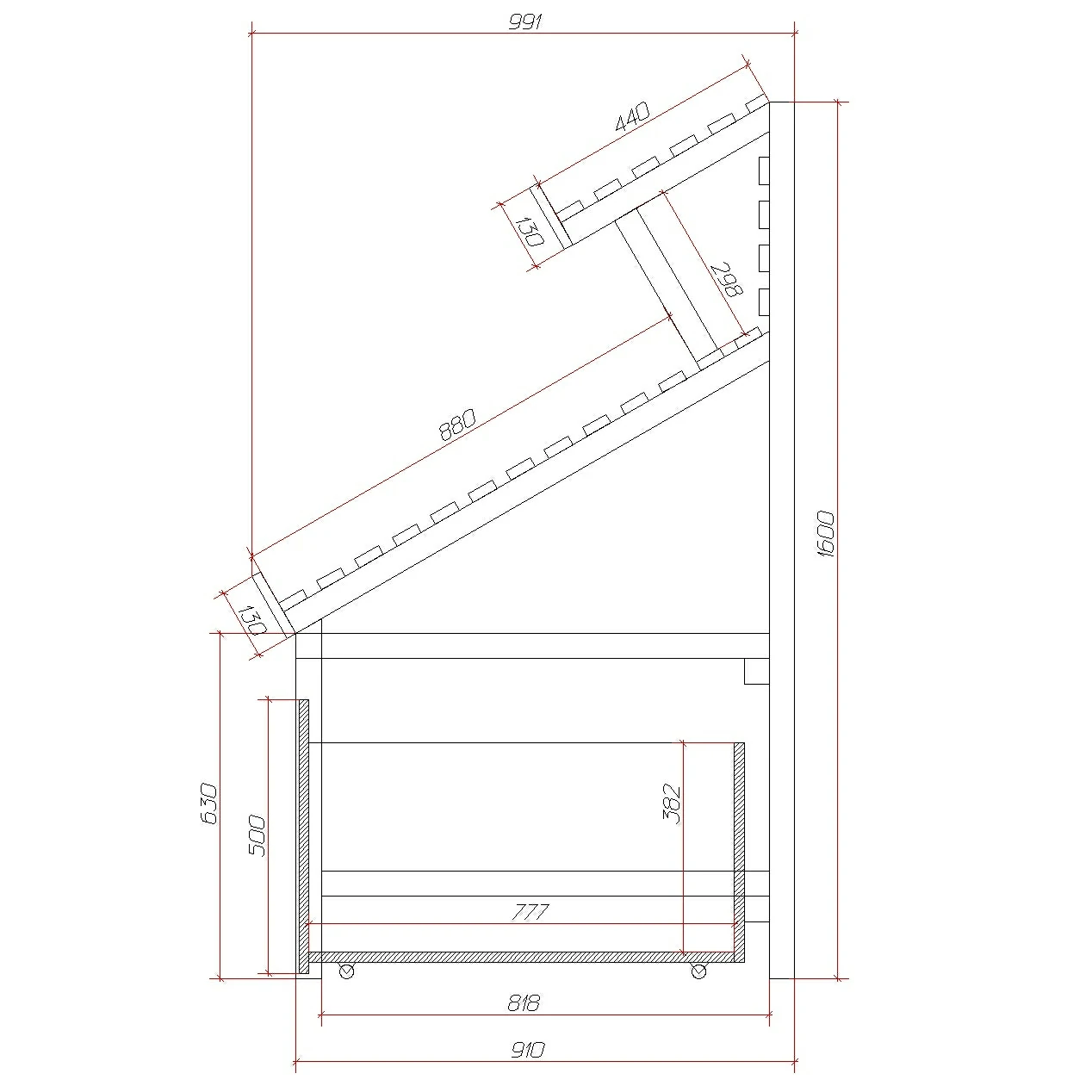 Стеллаж одноярусный СФ2-1200х1000х1200